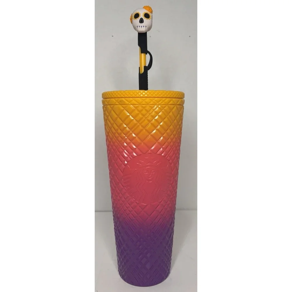 Starbucks 2024 Halloween Dia De Muertos Tumbler Venti 24oz Cold Cup Skull Straw